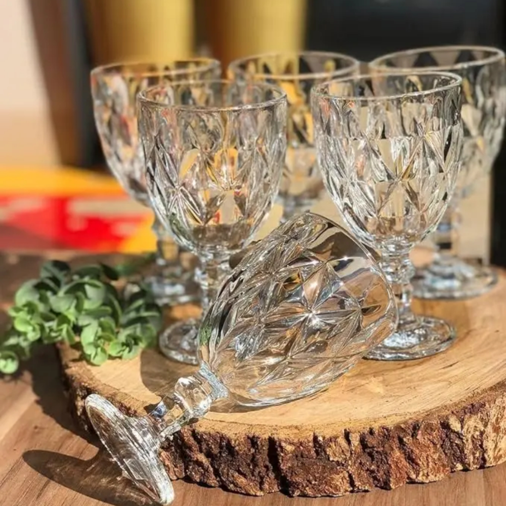 Conjunto de Taças de Vidro 340ml Diamond - 6 Peças Transparente