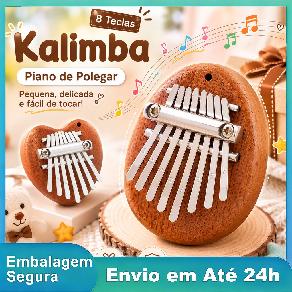 Piano de Polegar Acústico 8 Teclas Kalimba Mini Madeira Sapele Presente Romântico Dia dos Namorados