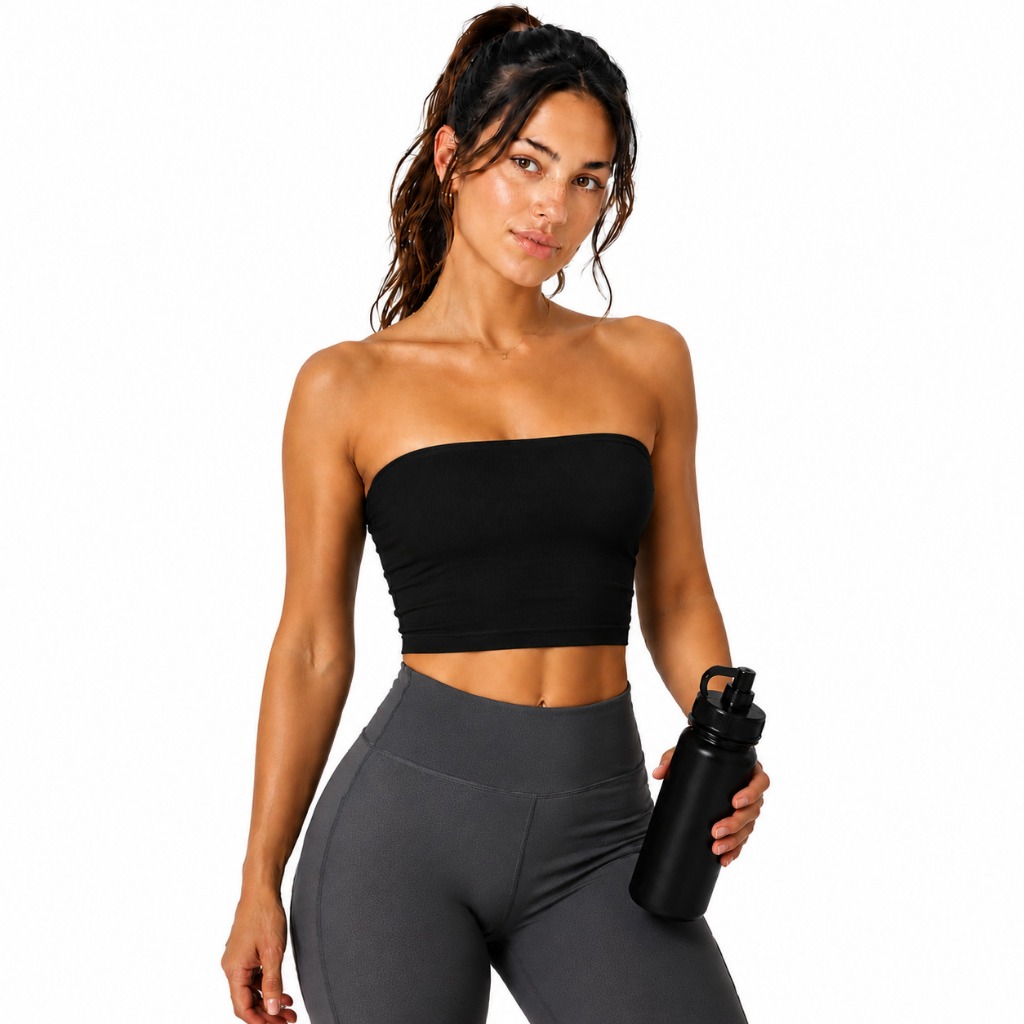 Cropped Tomara Que Caia Feminino Suplex Top Faixa Tube Blusa Cropped Moda Feminina Verão Básico Alça Sem Bojo