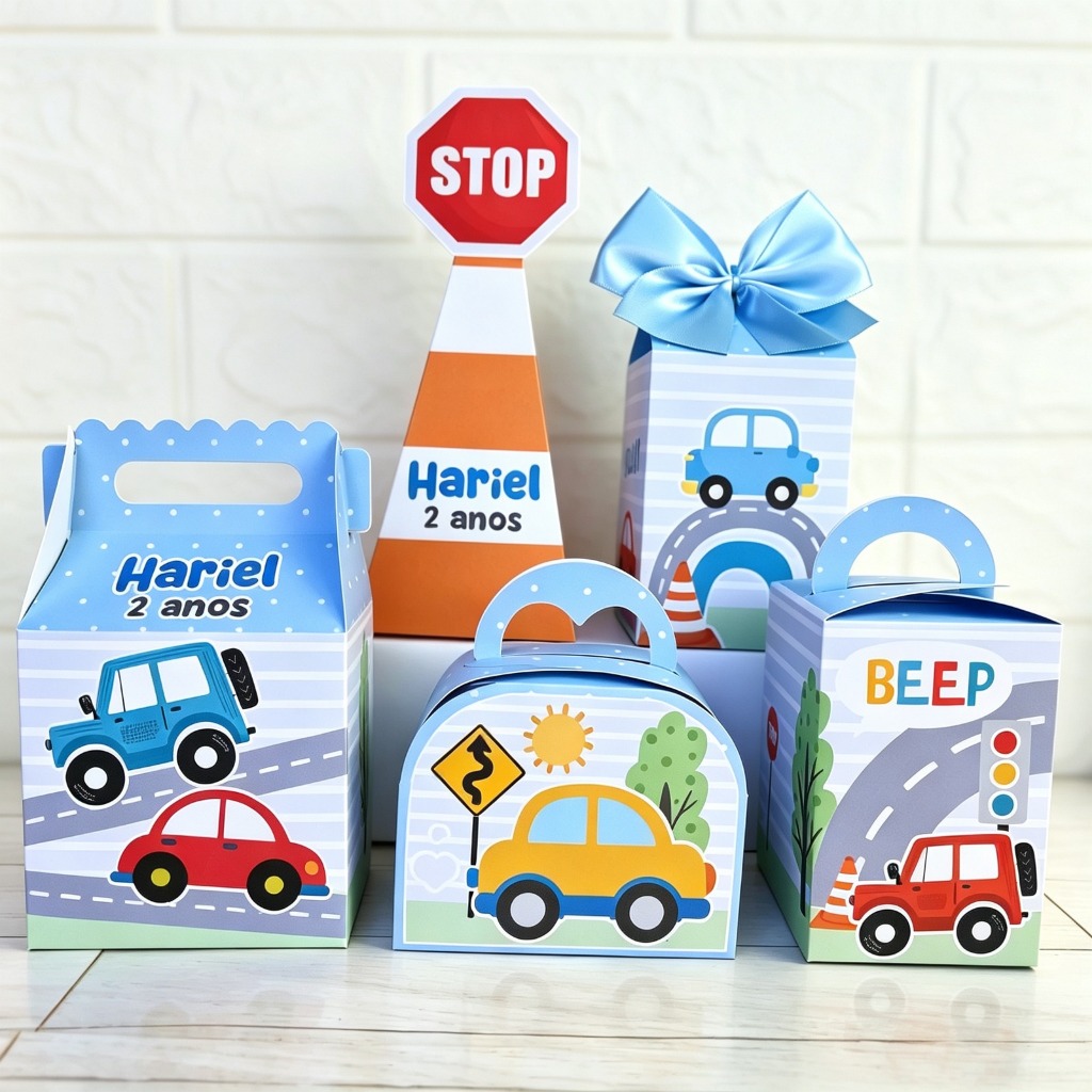 Kit Caixas Carro Carrinhos Transporte Personalizados/Lembrancinha/Festa Infantil/Aniversário