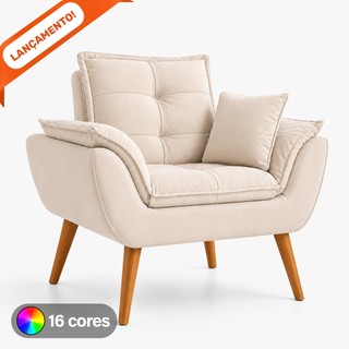 Poltrona Decorativa Com Almofada Amamentação Opala Suede Aninha Decor