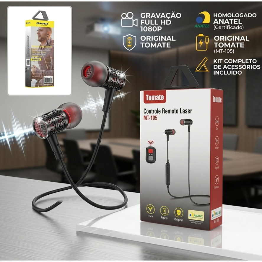 Fone Bluetooth Awei 8930BL Esportivo com Microfone Original