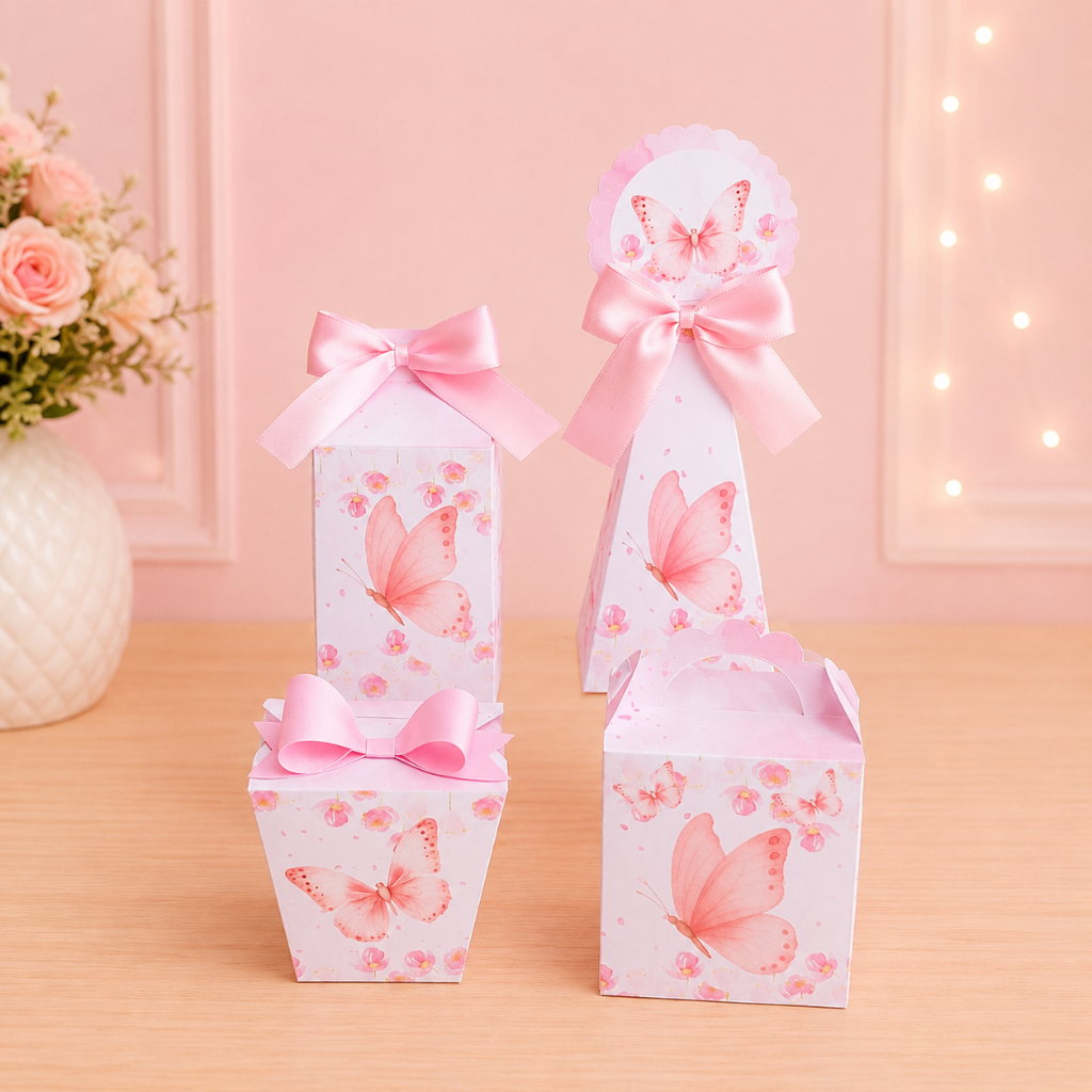 Kit Festa Jardim das Borboletas Rosa | Personalizados | Aniversário | Papelaria Personalizada | caixinhas | Lembrancinha