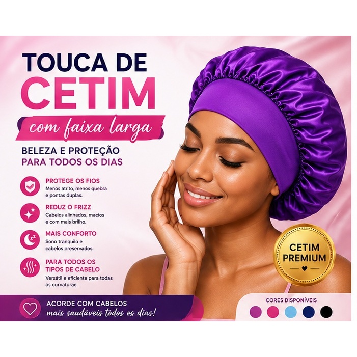 Touca de Cetim para Dormir – Conforto, Proteção e Cuidado com os Cabelos Anti Frizz