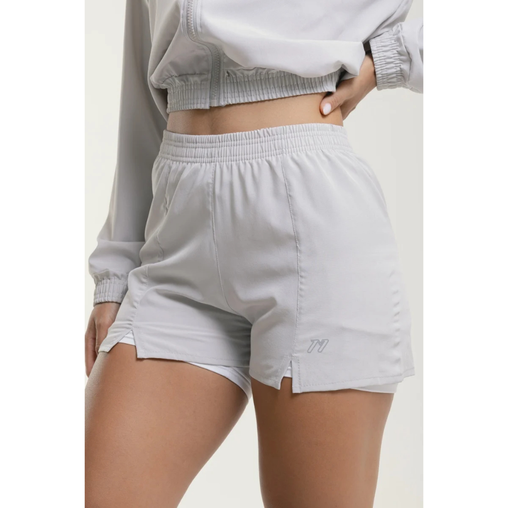 Short Fitness Duplo Feminino com Bolso Para Celular Caminhada Academia Corrida