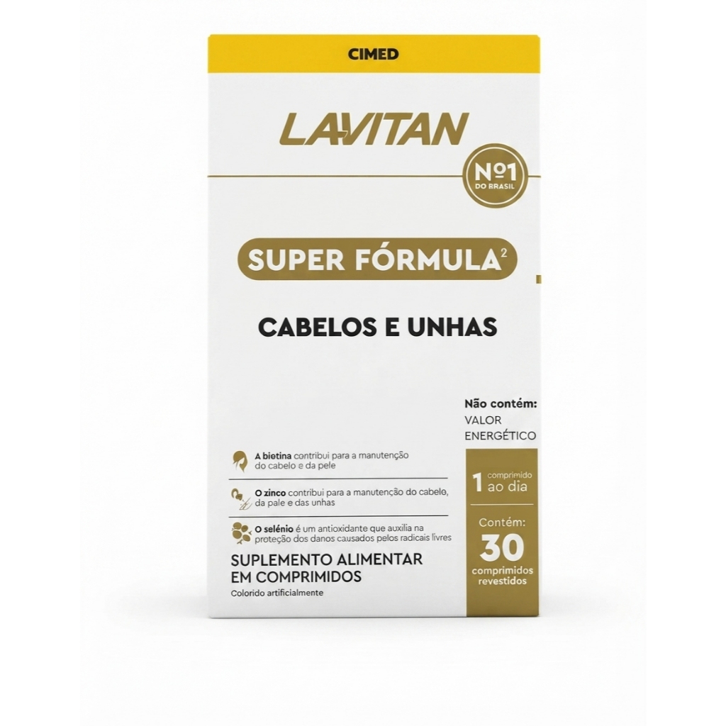 Cabelos e Unhas - Super Fórmula ( biotina, zinco, selênio, ferro e Vitaminas ) 30 cápsulas - Lavitan Cimed