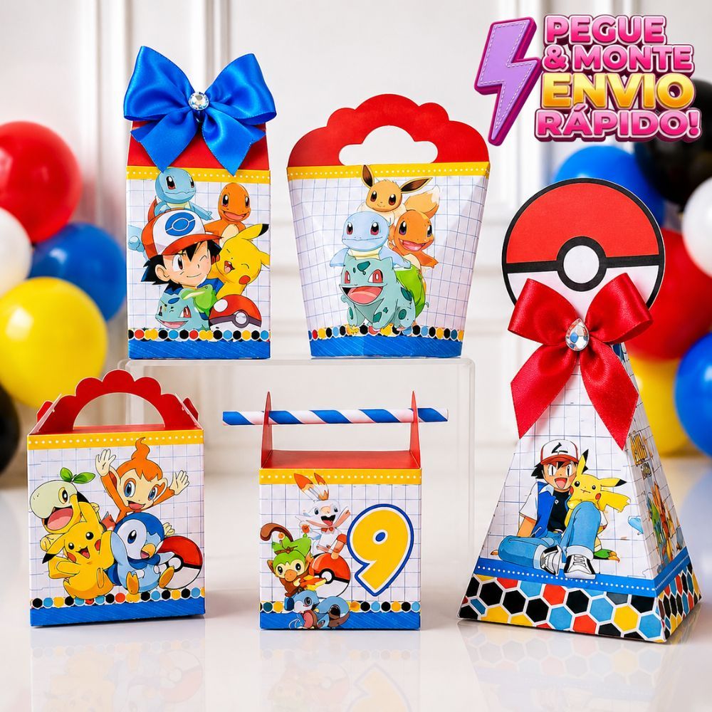 Kit Caixas  Pokémon   - Lembrancinha Festa Infantil - Aniversário - kit Festa