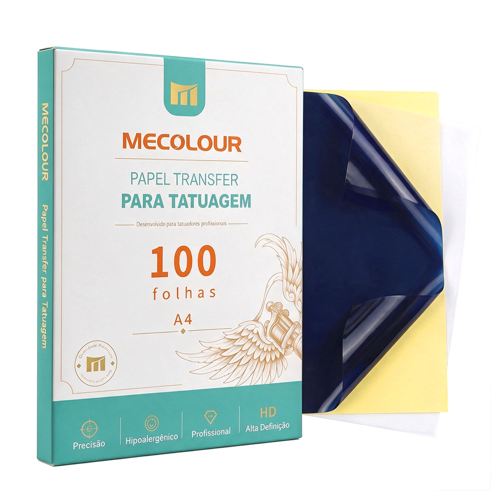 100 Papel Stencil Termal Termotransfer Mecolour Tatto Tatuagem A4