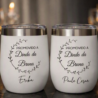 Kit 2 Copos Térmicos Inox Personalizados - Madrinha e Padrinho- Presente Especial Batizado