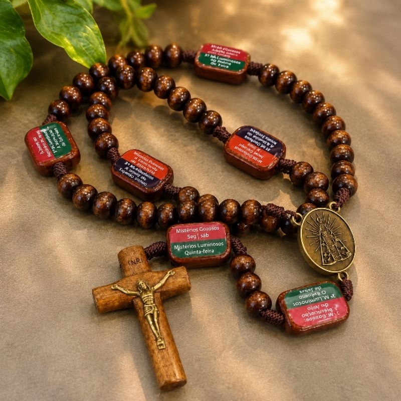 Terço Contemplação de Madeira/ Terço contemplação dos Mistérios Nossa Senhora Aparecida