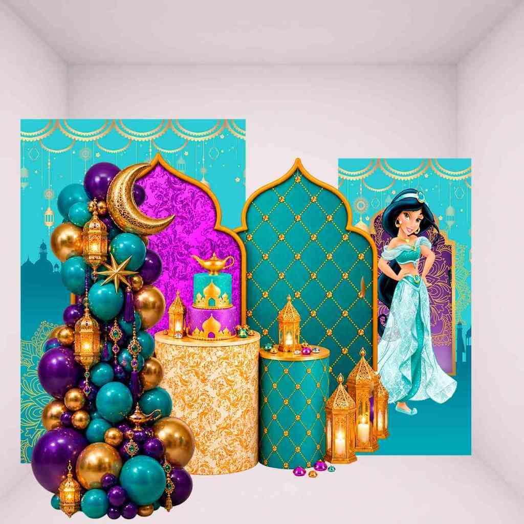 Painel Vertical Tecido Sublimado Jasmine Princesa 2,0x1,0