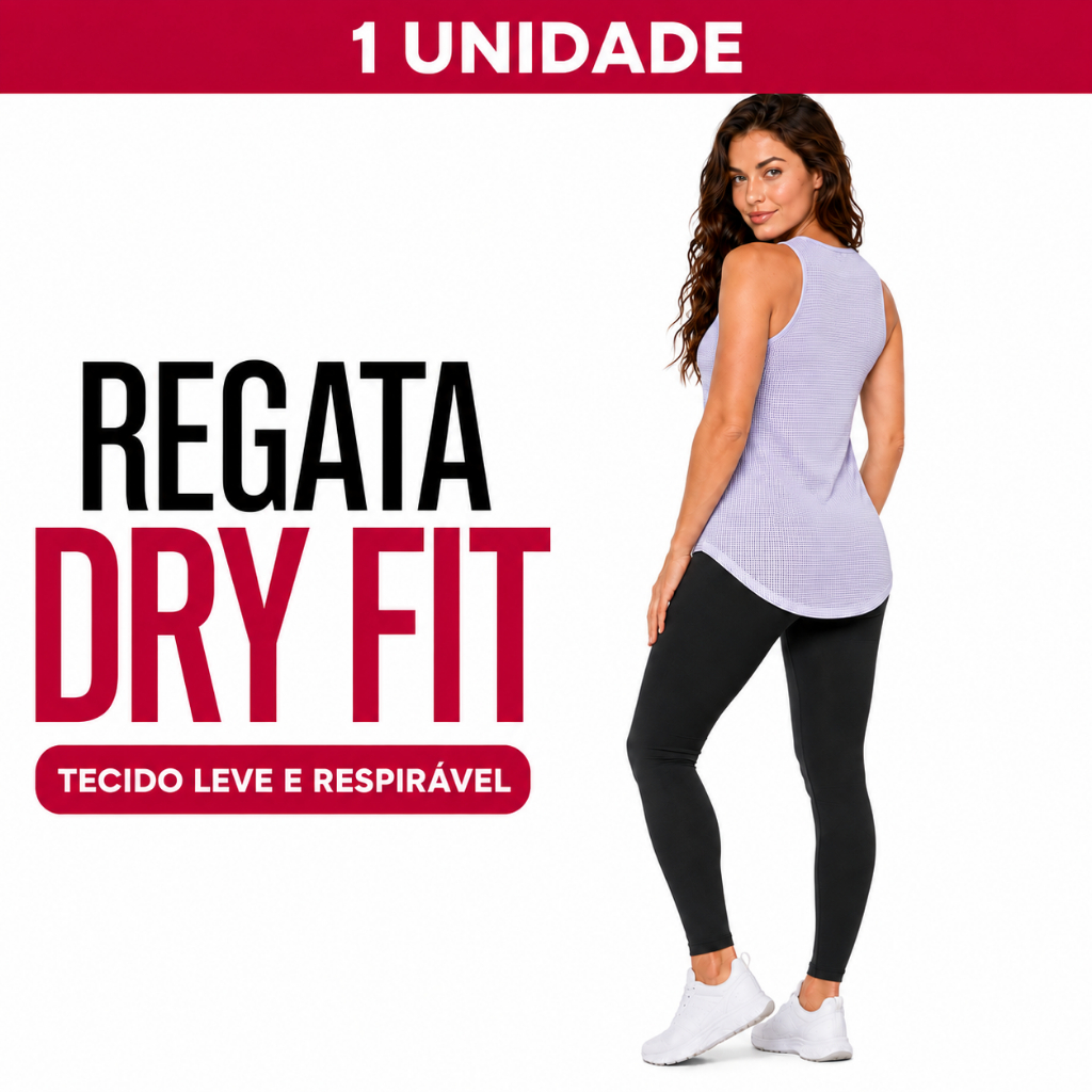 Regata Feminina Fitness Dry Fit para Academia Treino e Corrida em Poliéster com Elastano P/GG