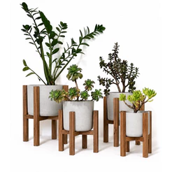 Suporte Para Vaso Em Madeira 30cm Tripé, madeira autoclave tratada anticupim area interna e externa Jardim e decoração