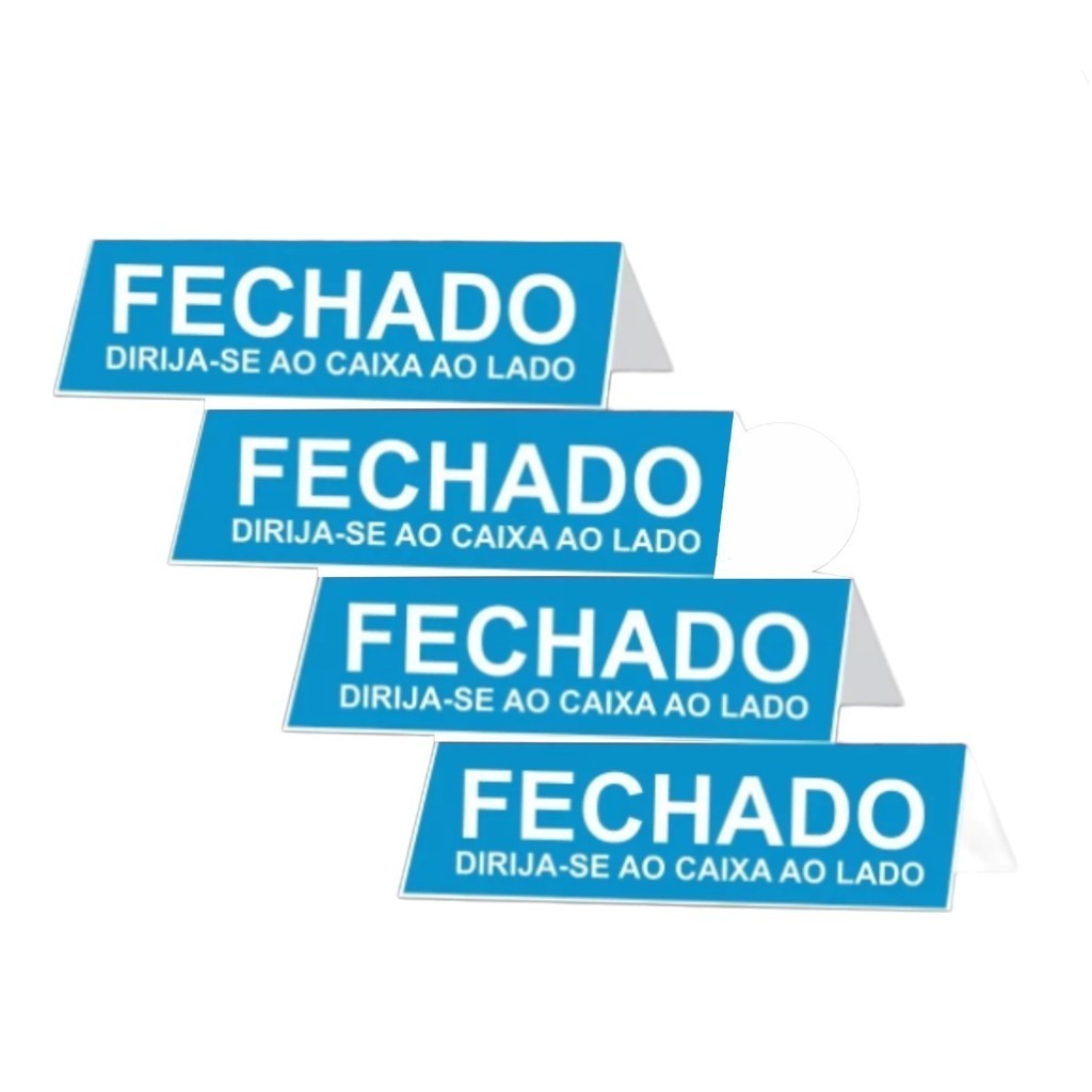 Placa Caixa Fechado Display 30x7cm Frente Verso Balcao Lojas Mercado 30x7cm Resistente