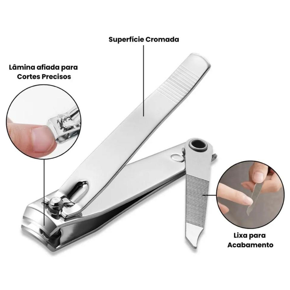CORTADOR DE UNHA grande Com Lixa Aço inox Manicure e Pedicure Uso Diario