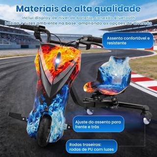 8.5" Triciclo Elétrico Drift Motorizado 350w Adulto/Infantil Polegadas 8 Velocidades Bluetooth Led Display para Idade 8+