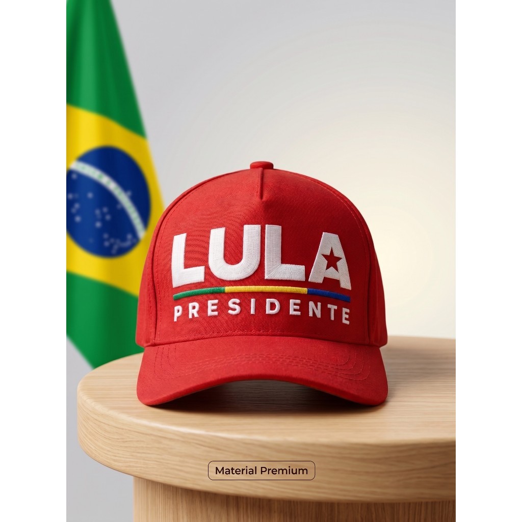 Boné Lula Presidente Vermelho Trucker Aba Curva Ajustável Unissex Premium Original