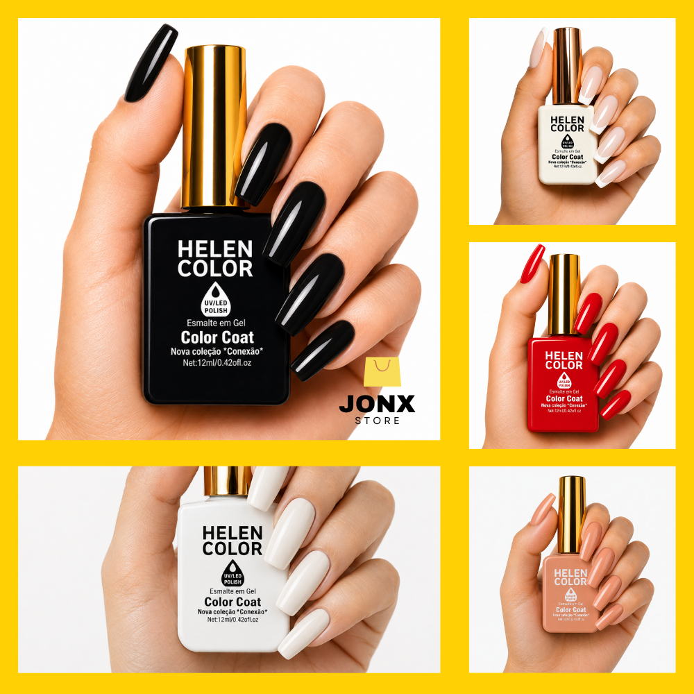 Esmalte Em Gel Helen Color 12ml Lançamento Preto Glamour Alta Pigmentação Manicure
