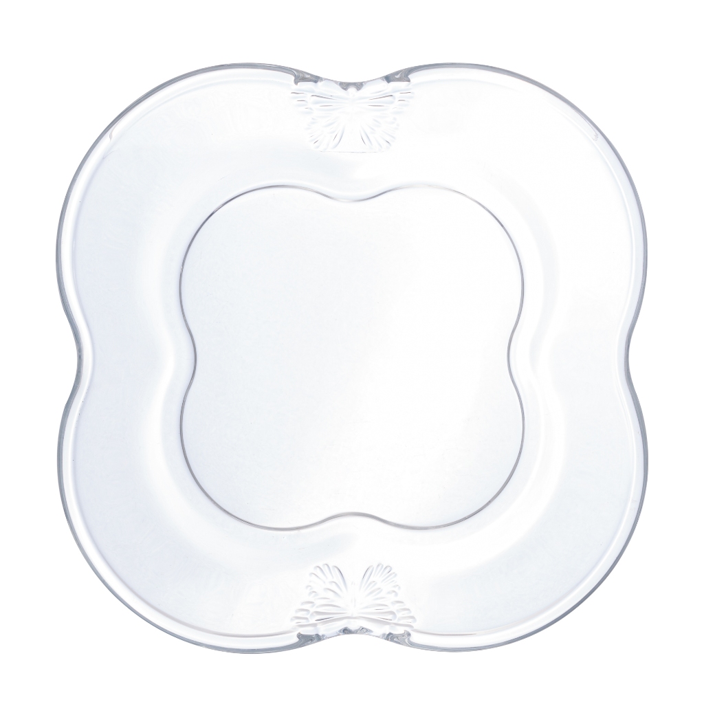 Prato para Sobremesa Butterfly Incolor Cristal Wolff Kit com 4 Peças para Mesa Posta Cozinha Decoração Sala Jantar Ideal