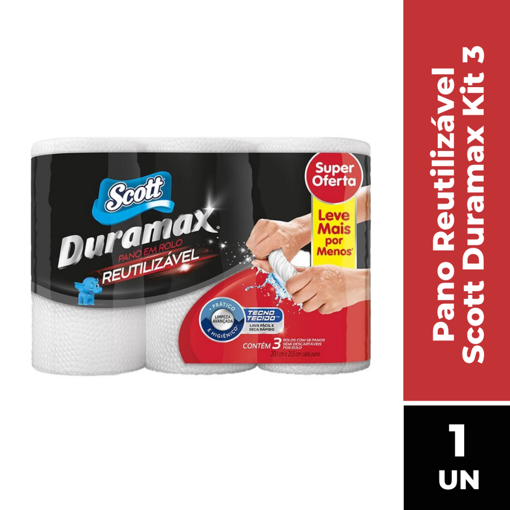 Pano Reutilizável Scott Duramax Kit 3 Unidade Branco
