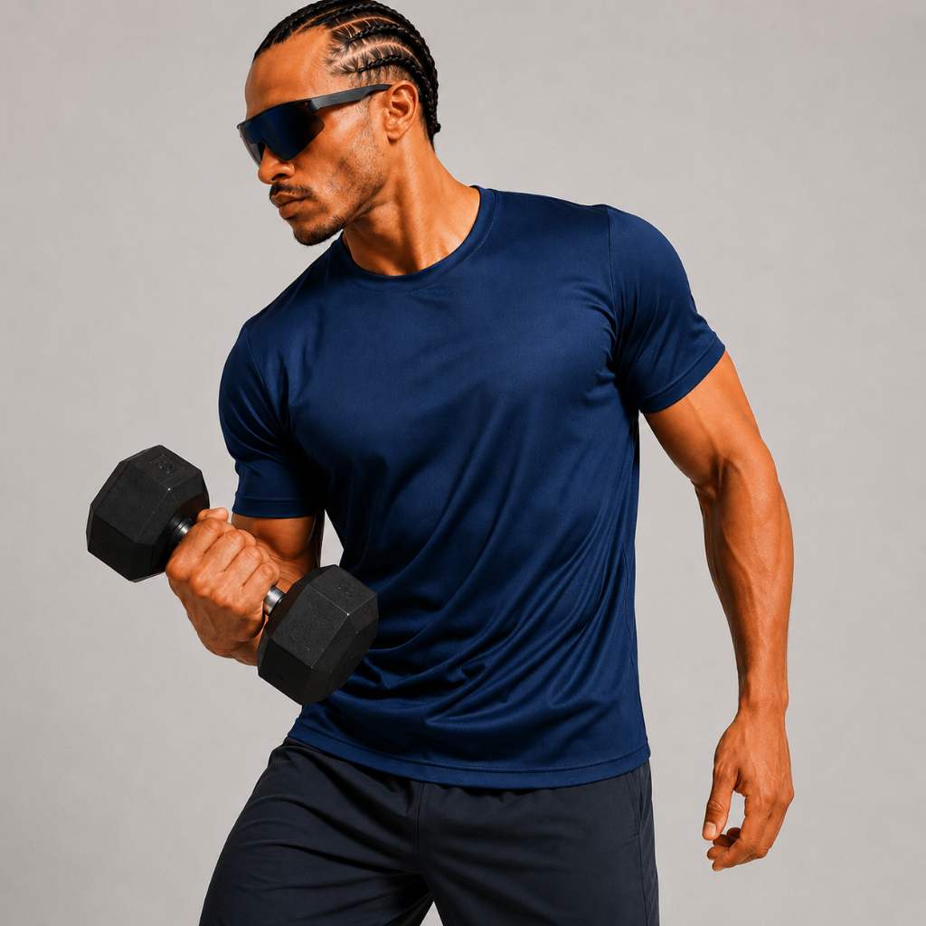 Camiseta Masculina Fit Esportiva Academia Treino Corrida Fitness Respirável Manga Curta 100% Poliéster
