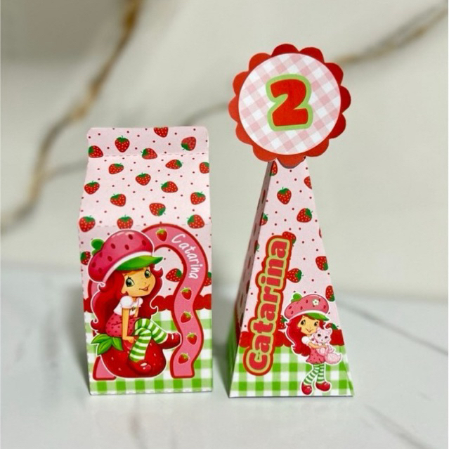 Kit PEGUE E MONTE Milk e Piramide Moranguinho caixinhas personalizadas | lembrancinhas aniversário infantil