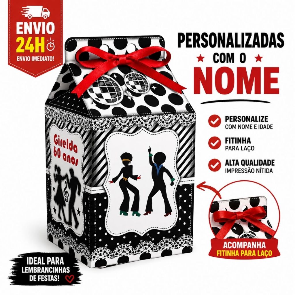 Caixinha milk anos 60 personalizadas com nome e idade