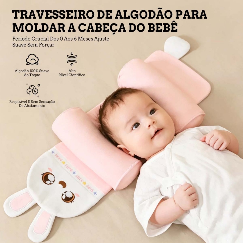 Plagiocephalia Baby Head Pillow, Travesseiro Bebê Plagiocefalia Posicional Anti Cabeça Chata Azul/ Rosa
