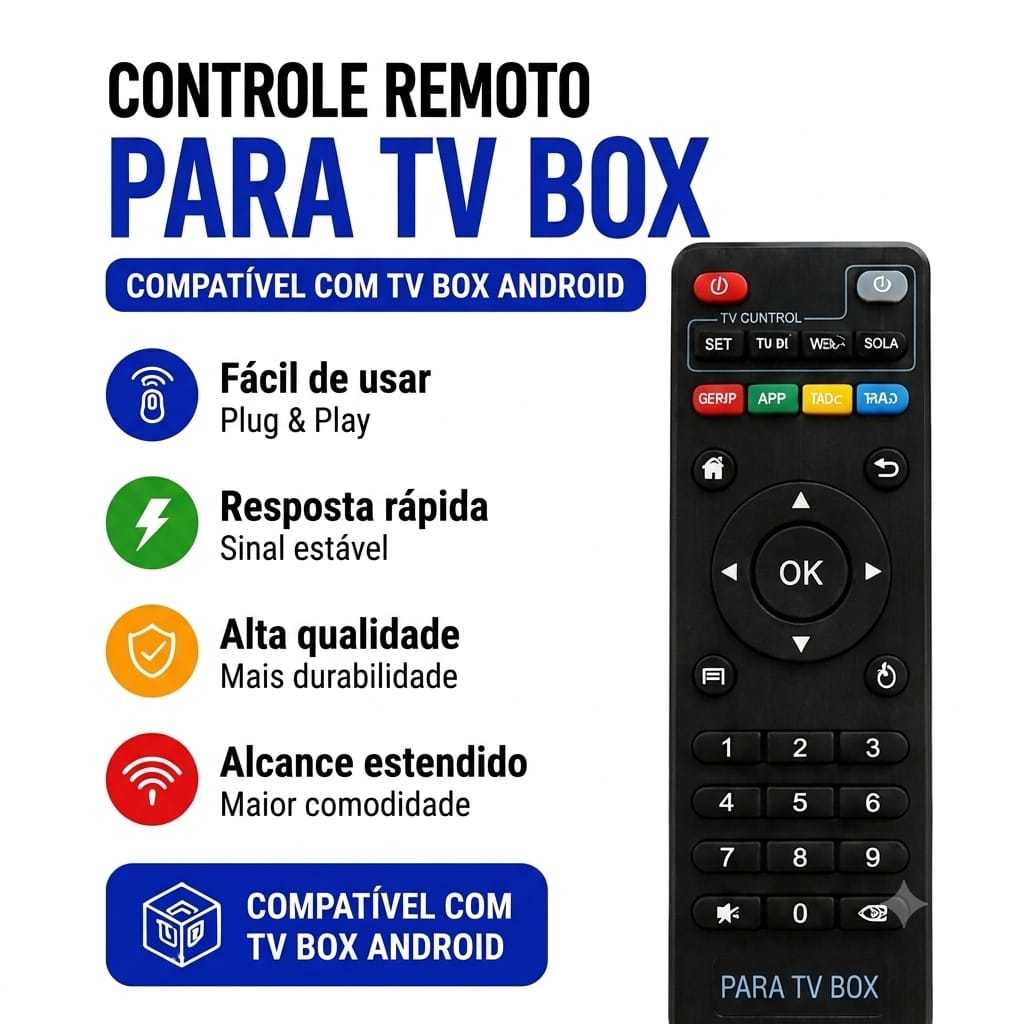 Controle Remoto TV box Universal - Compatível com Várias Marcas Envio imediato