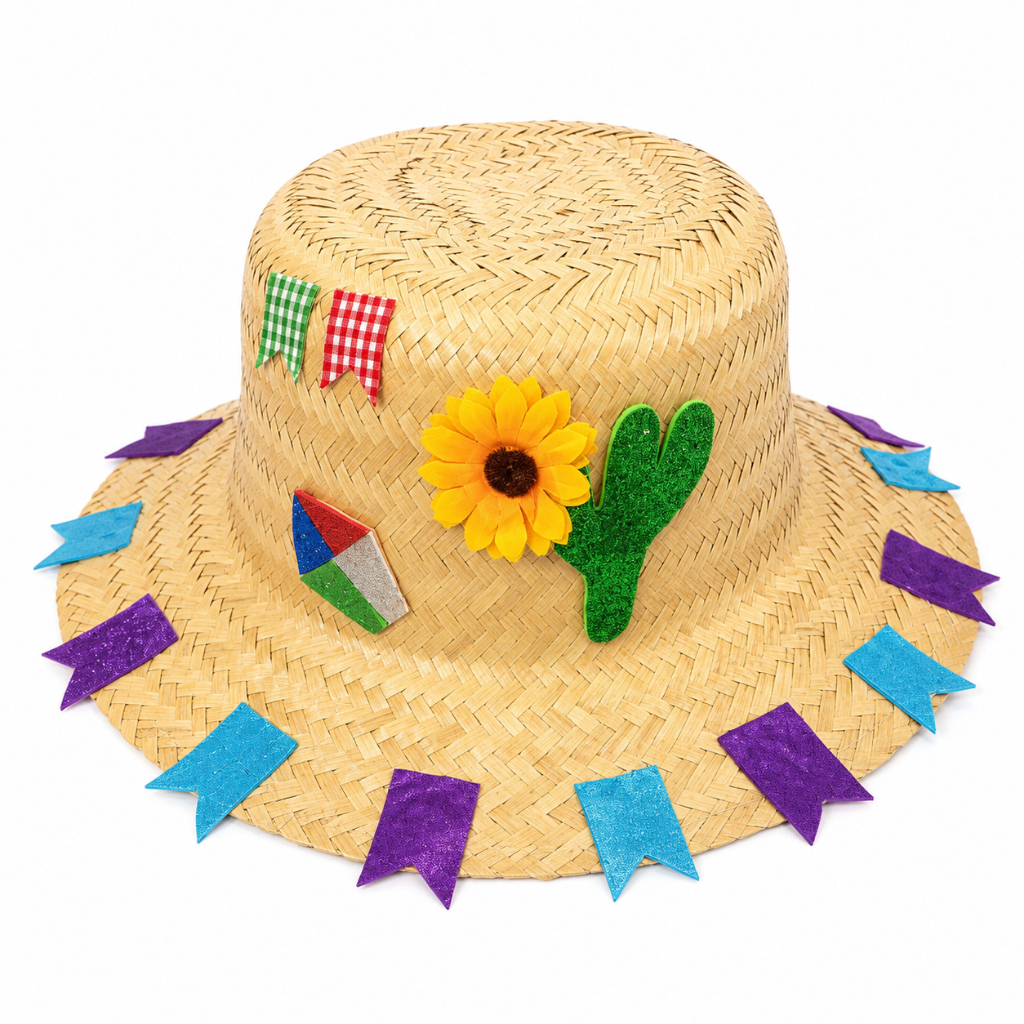 Chapéu de Palha Junino Premium Country Infantil Tendência São João 2027