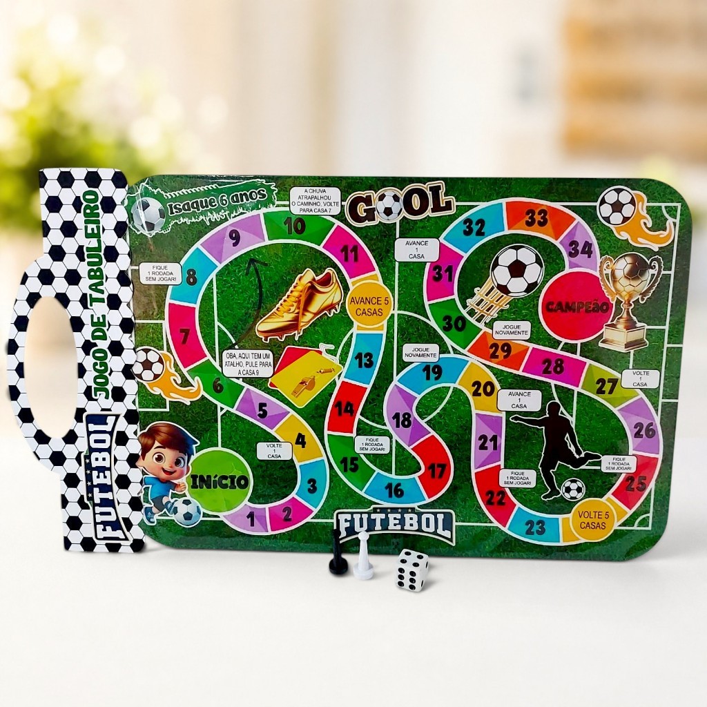 Jogo De Tabuleiro Infantil Lembrancinha Personalizado Festa Aniversário Qualquer Tema Futebol