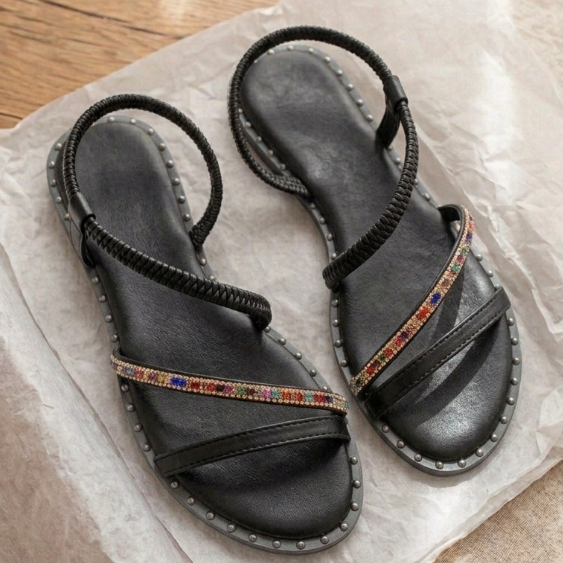 Sandália Feminina Rasteirinha Rasteira Casual com Strass Brilhantes Colorida Confortável Utilidade Delicada Envio Rapido