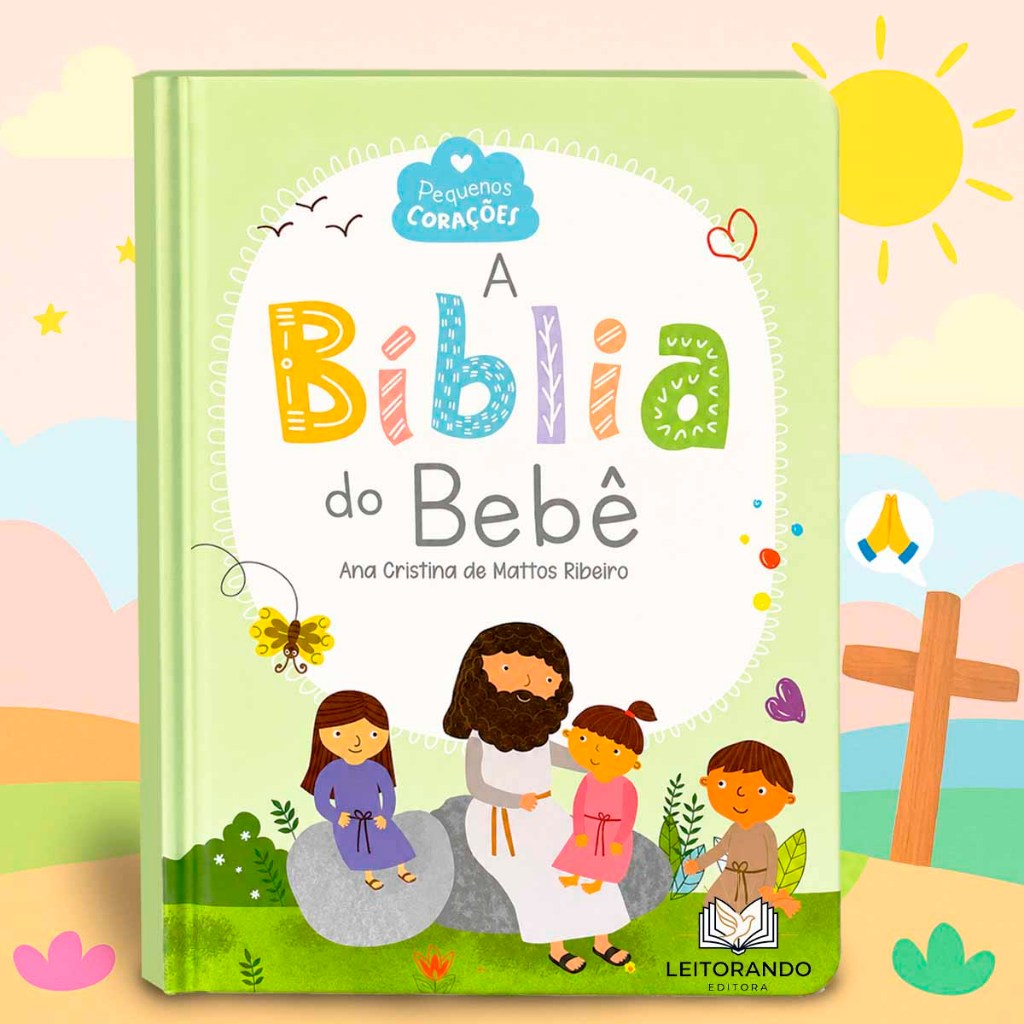 Livro Bíblia do Bebê Infantil Cristã Capa Almofadada Primeiras Histórias Bíblicas