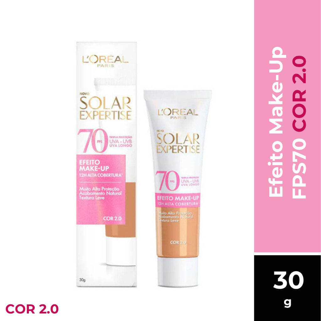 PROTETOR SOLAR EXPERTISE EFEITO MAKE-UP FPS70 COR 2.0 LORÉAL PARIS 30G