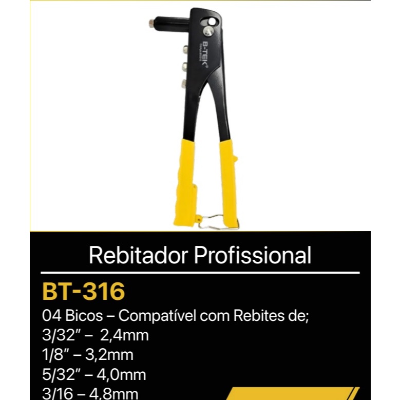 Rebitadeira Profissional Alicate Rebitador Manual BM-316