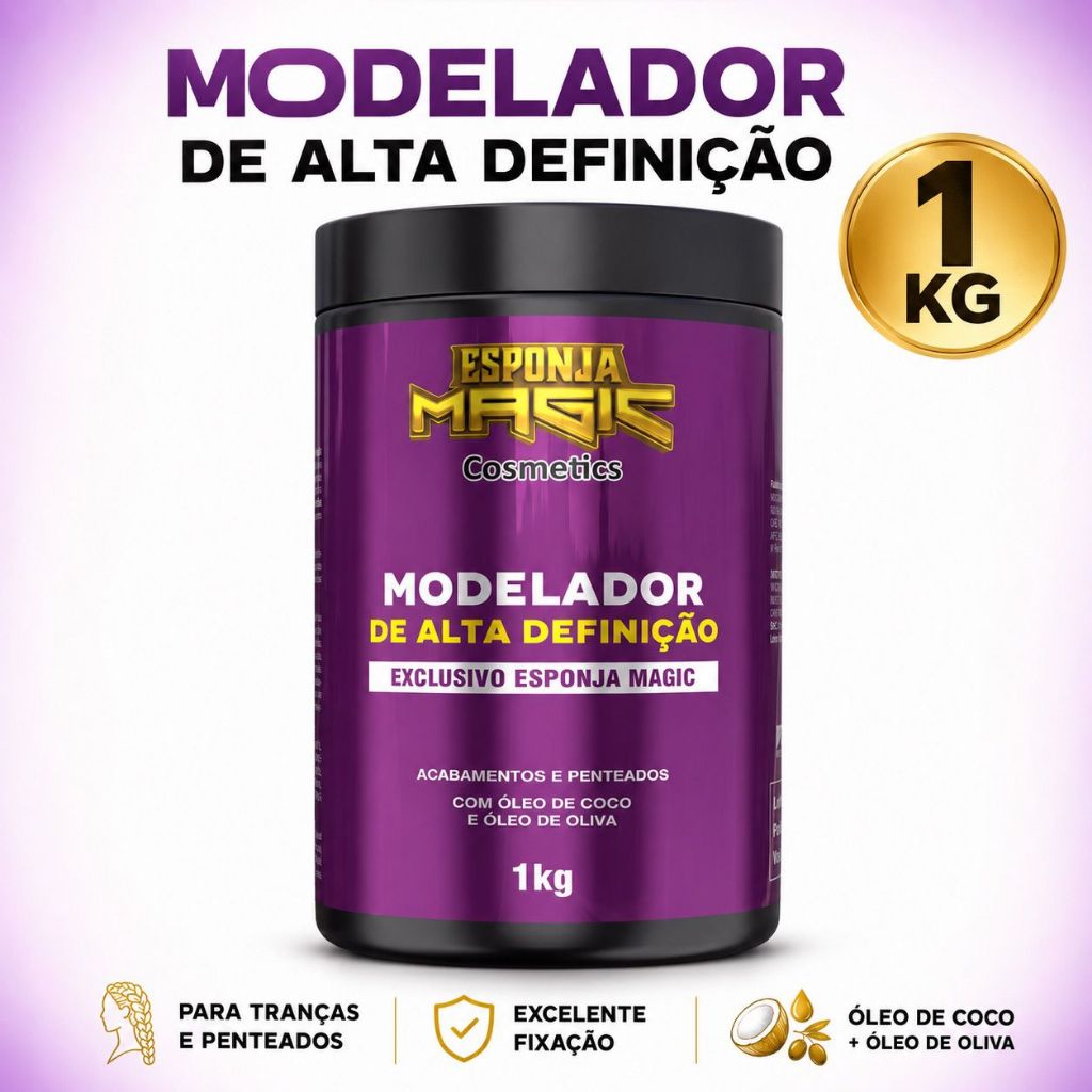 POPomada Modeladora para Tranças 1kg Esponja Magic Box Braids Finalização e Fixação