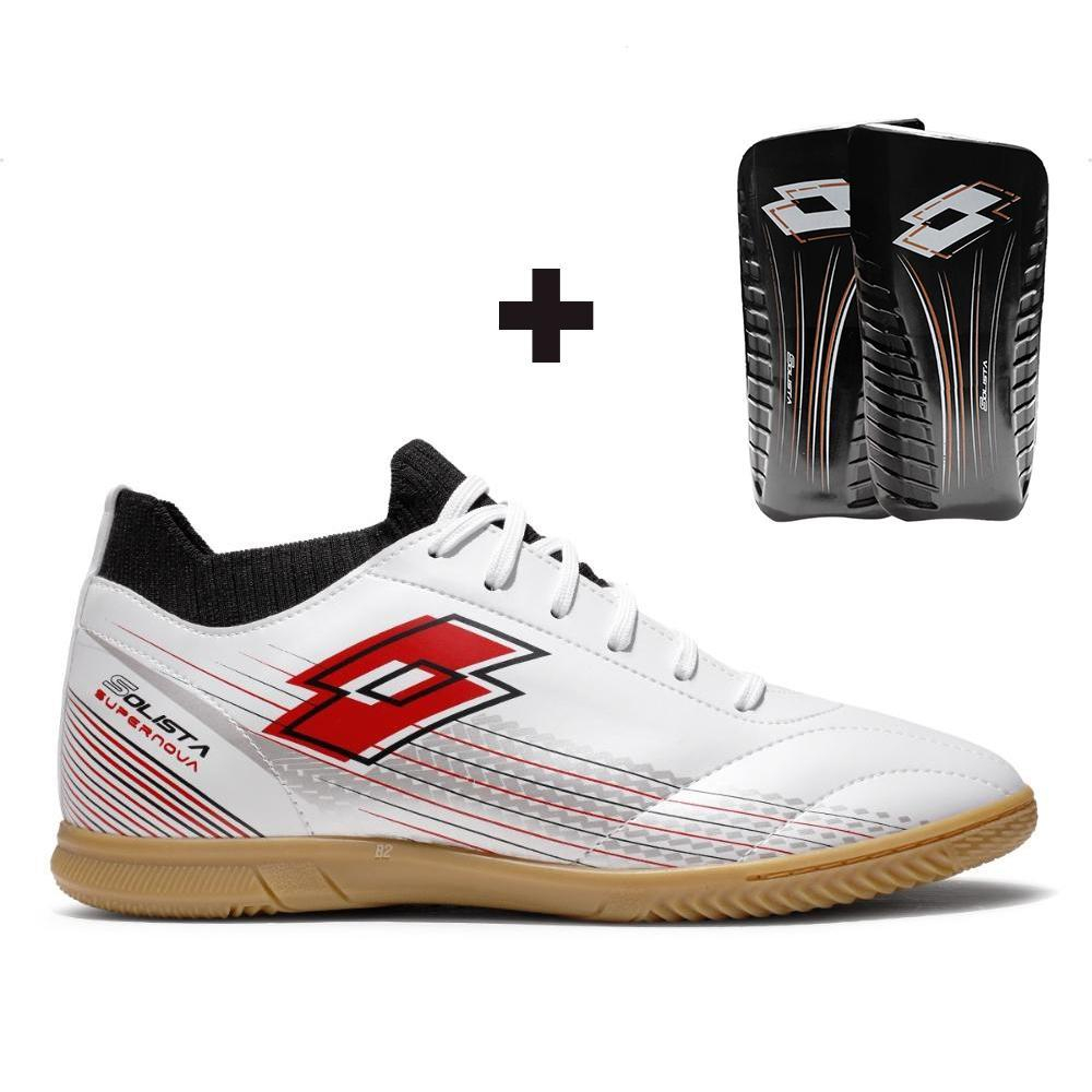 Chuteira Futsal Lotto Solista Supernova Masculina + Caneleira