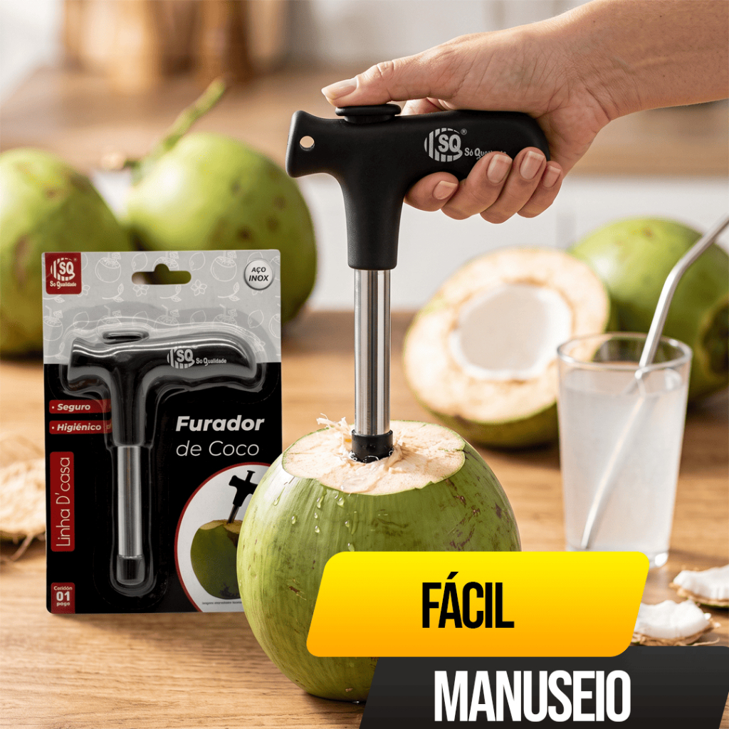 Kit 4 Unidades Furador de Coco Inox 13cm Para Praia Quiosque Quiose Bar Cozinha Água de Coco Haste Removível — imagem 2 de 2