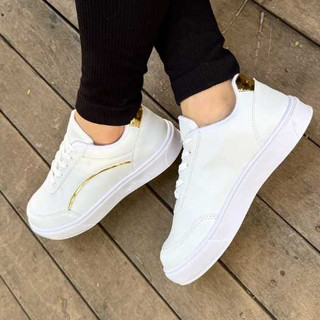 Tênis Feminino Branco  Casual Clássico Retrô Comfortável e Leve Antiderrapante