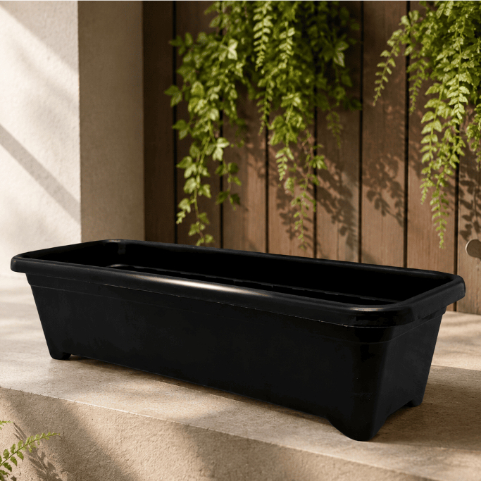 5 Vasos Jardineira Plástico Floreira Horta Vertical 36cm Preta