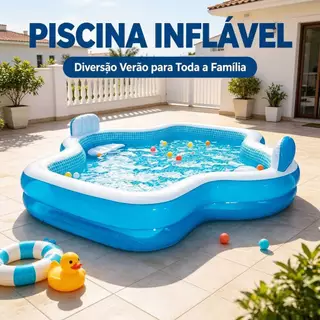Piscina inflável dobrável com encosto capacidade de 3000 litros para uso interno e externo Brinquedo