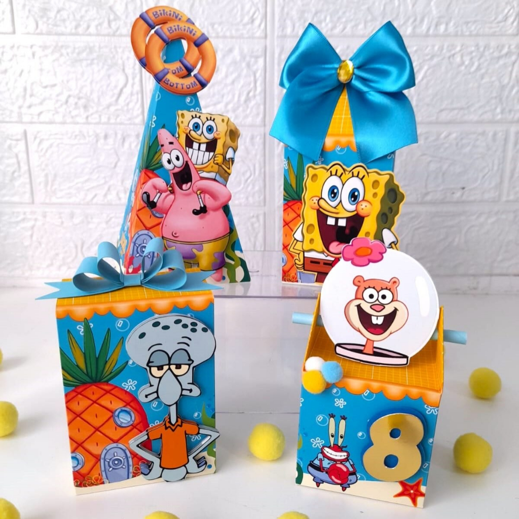 Bob Esponja - Kit Caixinhas Personalizadas para Festa Infantil e Aniversário (Pegue e Monte)