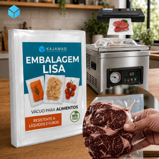 Saco a Vácuo Transparente Liso Sem Ranhura Para Seladora Camara Bico De Sucção Kit 100 Unidades Conservação Prolongada