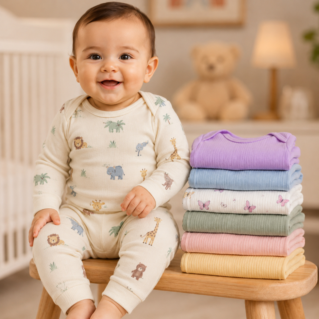 Conjunto Infantil KIT 10 PEÇAS Para Bebê Canelado Boddy Manga Longa e Calça