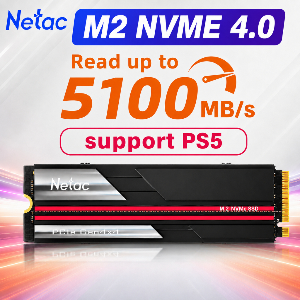 1TB 2TB NVME 5100MBPS NETAC PCIe 4.0 M2 2280 COMPATÍVEL COM PLAYSTATION 5