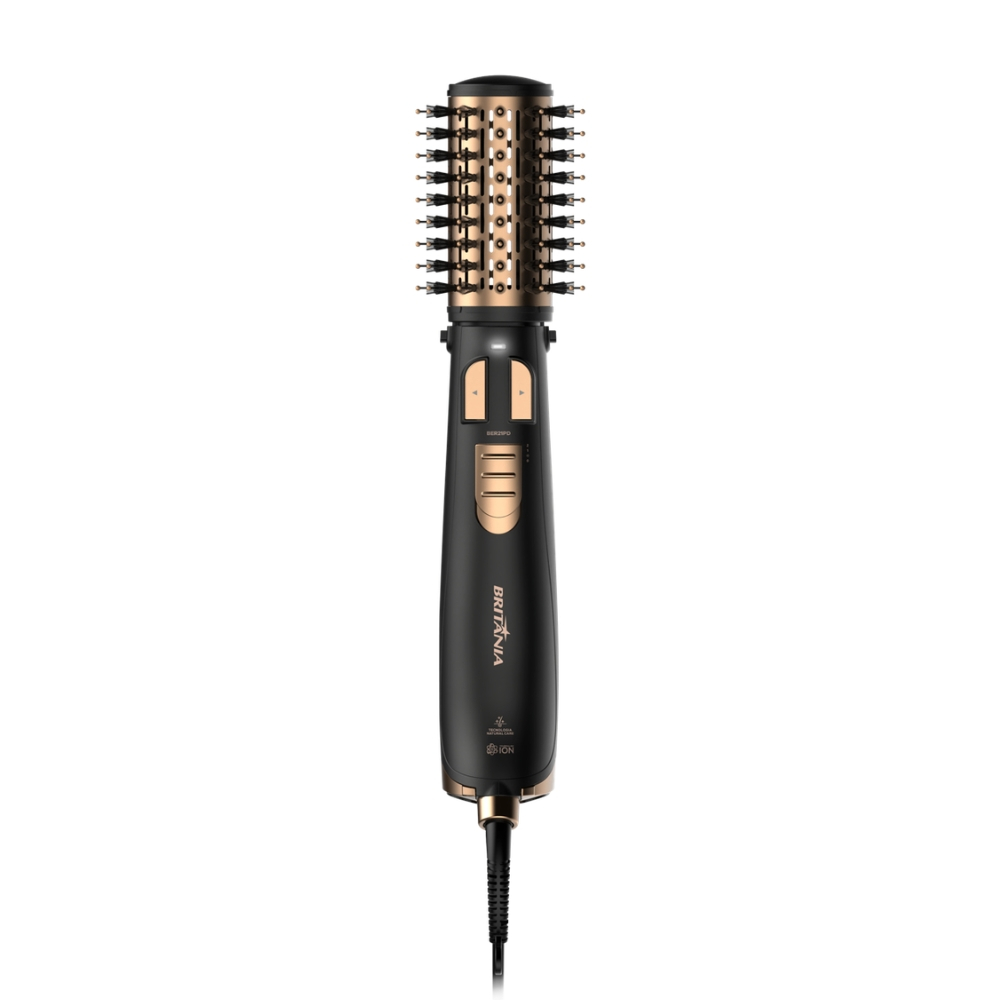 Escova Rotativa Britânia 1300W Bivolt, 2 em 1, Cerâmica, Tourmaline Íon Com 2 Velocidades BER21PD