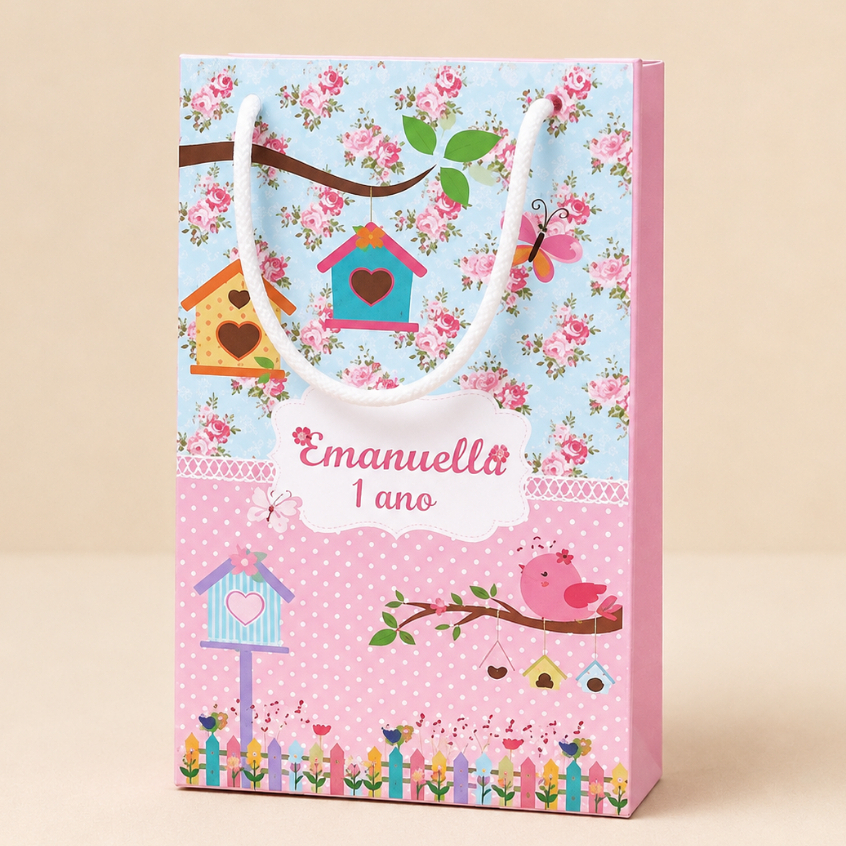 KIT Sacolinhas Personalizadas JARDIM ENCANTADO para lembrancinha Aniversario PEGUE E MONTE