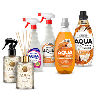 Kit Blanc Collection Oriental Aquafast 6 em 1 Lava Roupas Amaciante Concentrado Multiuso Aromatizador Home Spray