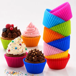 Kit 12 Formas De Silicone Cupcake Empada Muffin Bolinho Pão De Queijo Resistente Reutilizável Para Forno Air Fryer