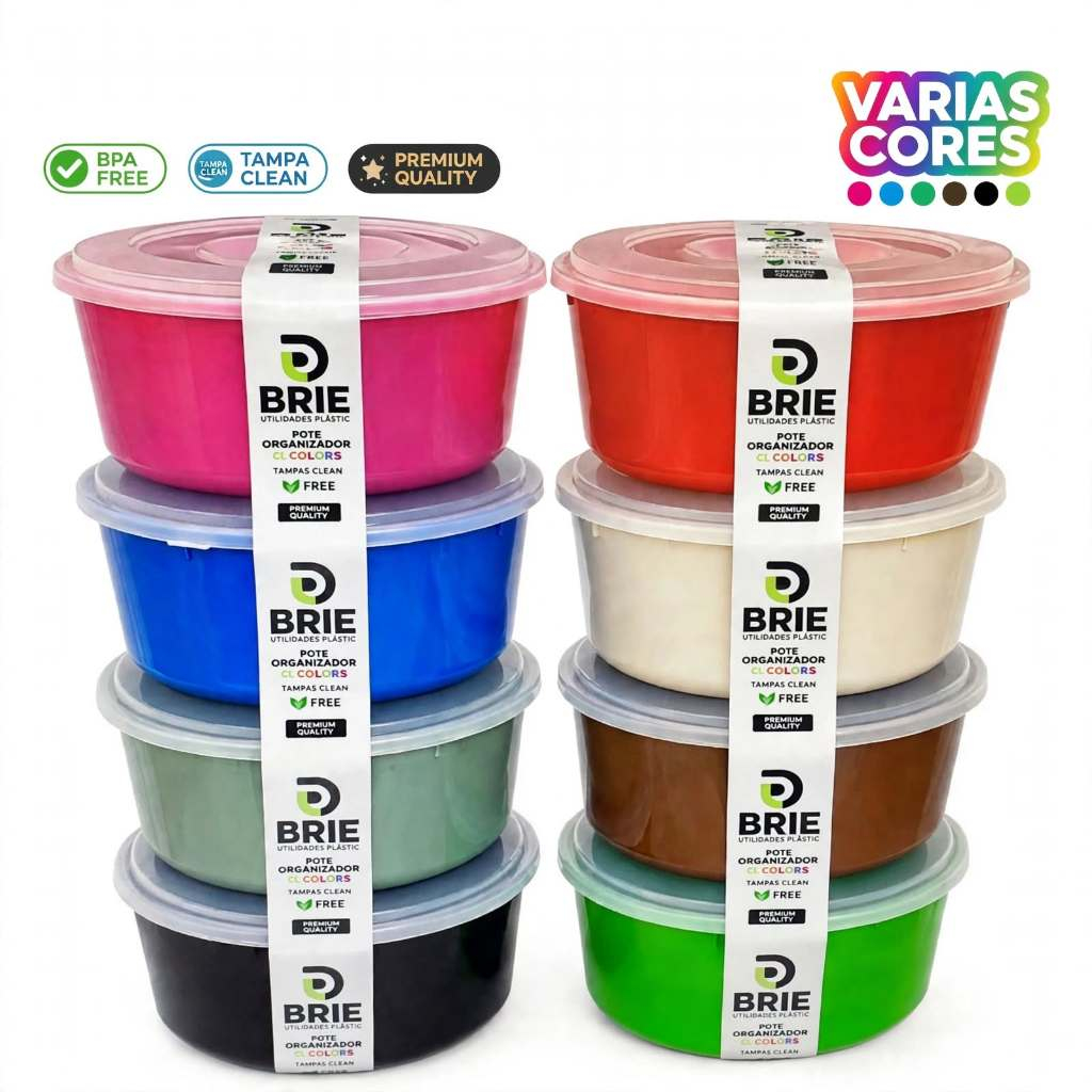 kit Potes de 3L + Bowl Vasilha Organizador de Alimentos Tampa Lacre Bpa Free Microondas Atacado